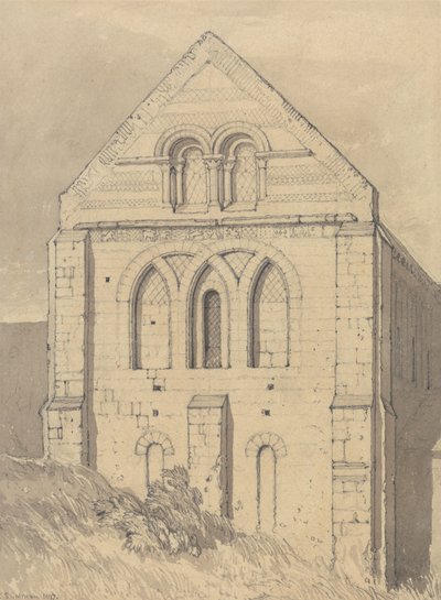 Kerk van Graville nabij Havre de Grace, Normandië - Einde van het noordelijke transept door John Sell Cotman